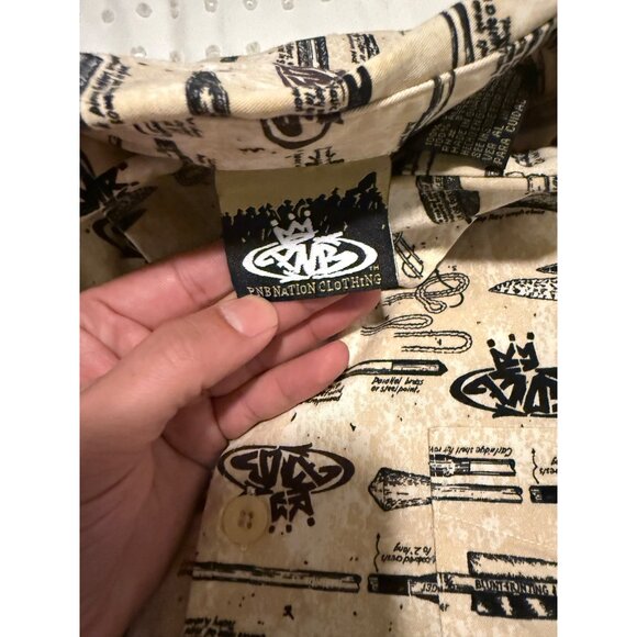 Vintage PNB Nation Short Sleeve All Over Print Button Up Shirt Size L - Picture 3 of 5